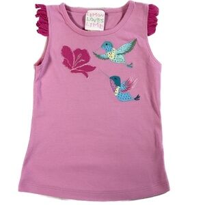 Lemon Loves Limes Girls Pink Tank Top with Hummingbird Size 4 Years